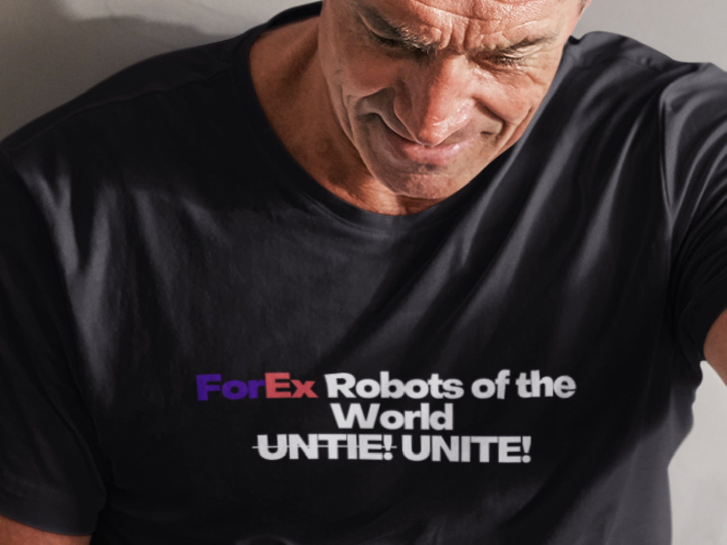 ForEx Robots Of The World UNTIE! UNITE! Black T-Shirt.