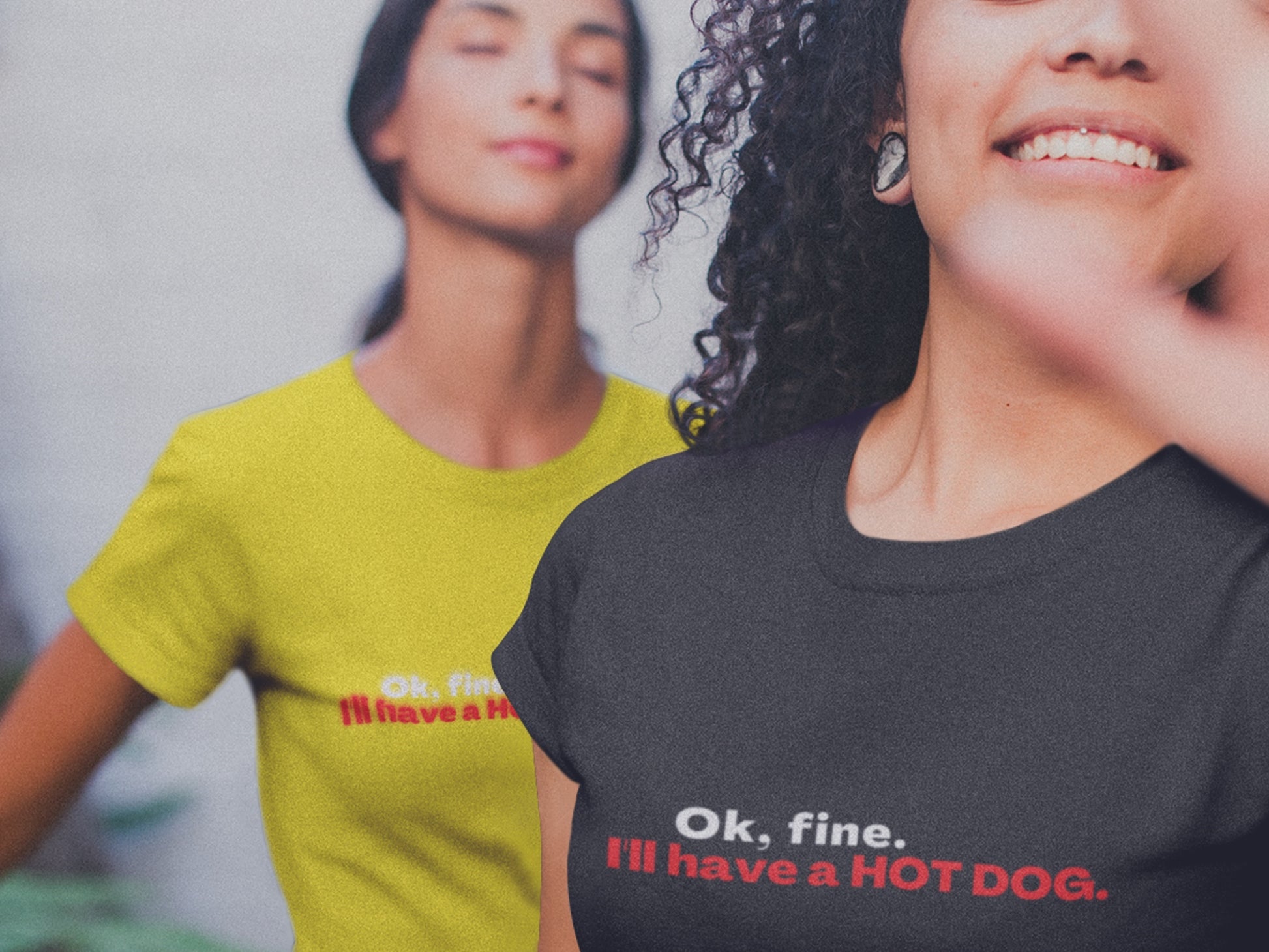 Ok, Fine. I'll Have A Hot Dog Yellow And Black T-Shirt - Red Text.