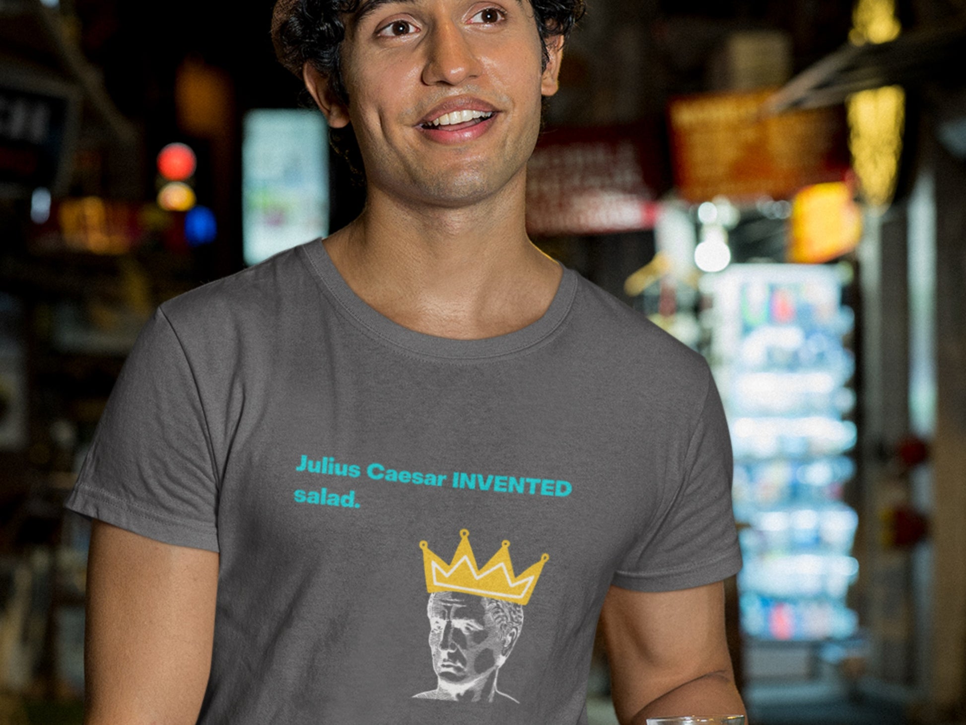 Julius Caesar INVENTED Salad. Asphalt T-Shirt.