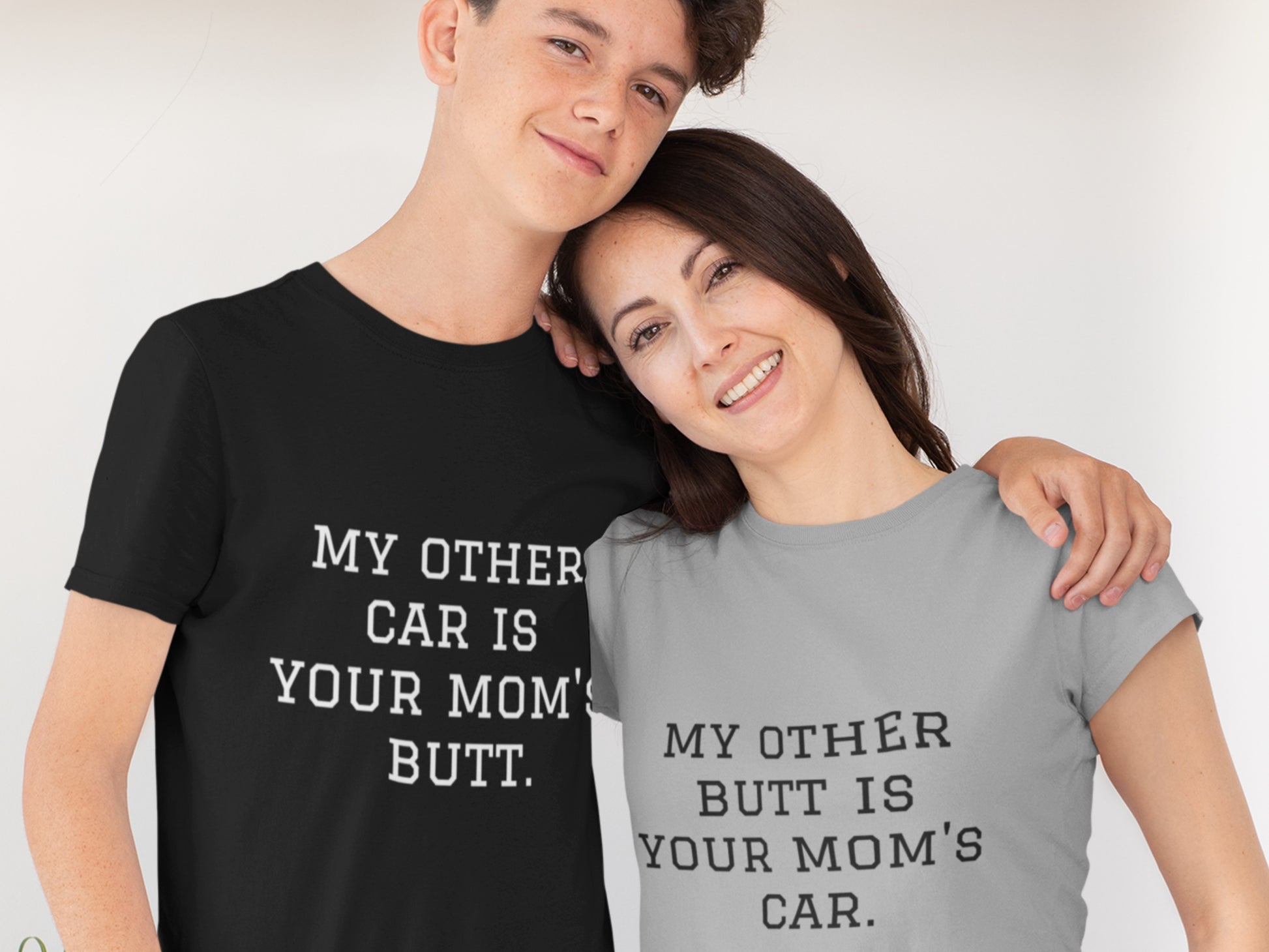 My Other Butt Is Your Mom's Car - WHITE TEXT - Asphalt T-Shirt