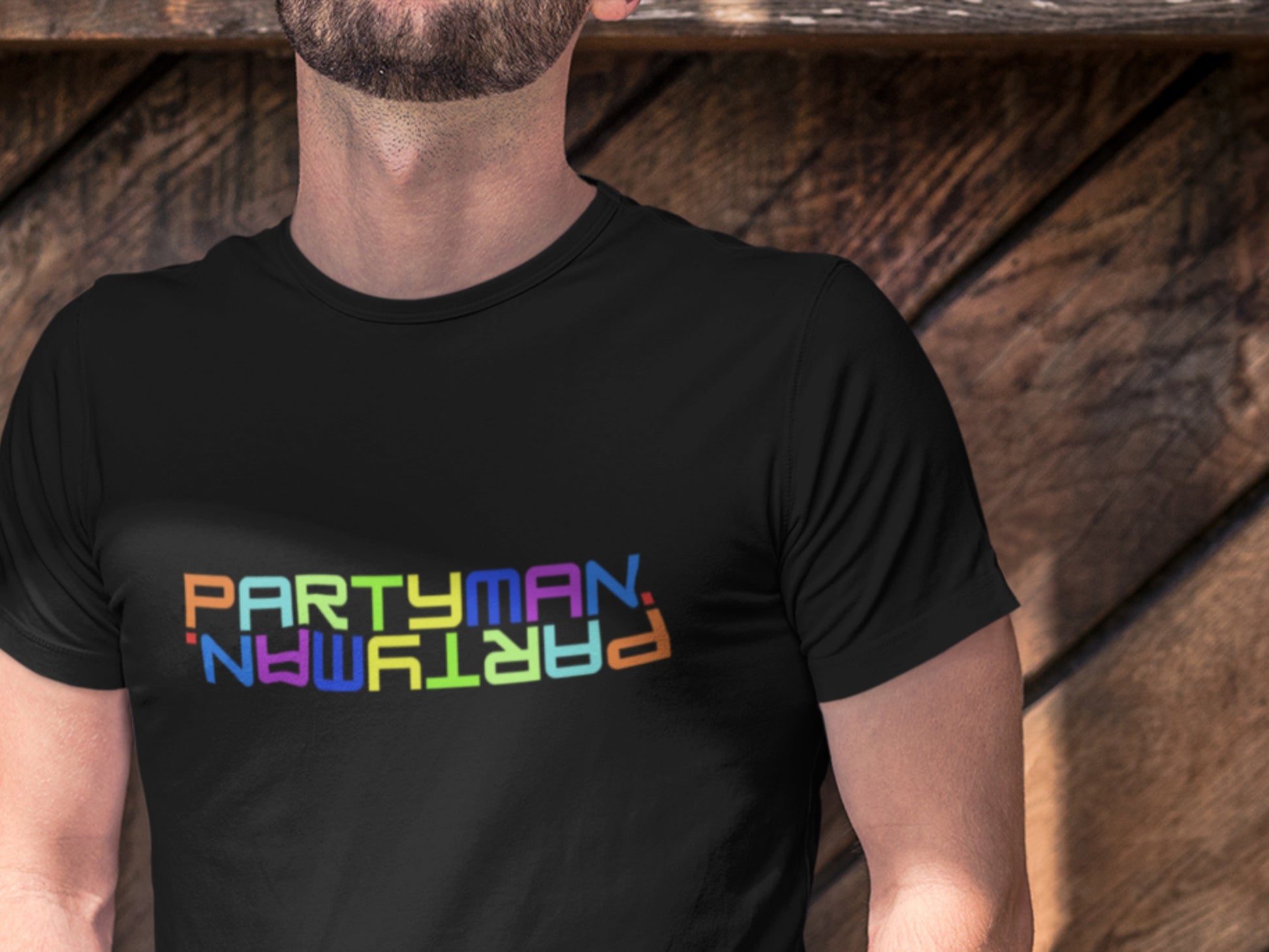 PARTYMAN. Black T-Shirt.