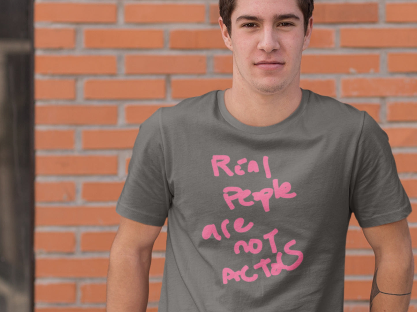 Real People Are Not Actors Asphalt T-Shirt.