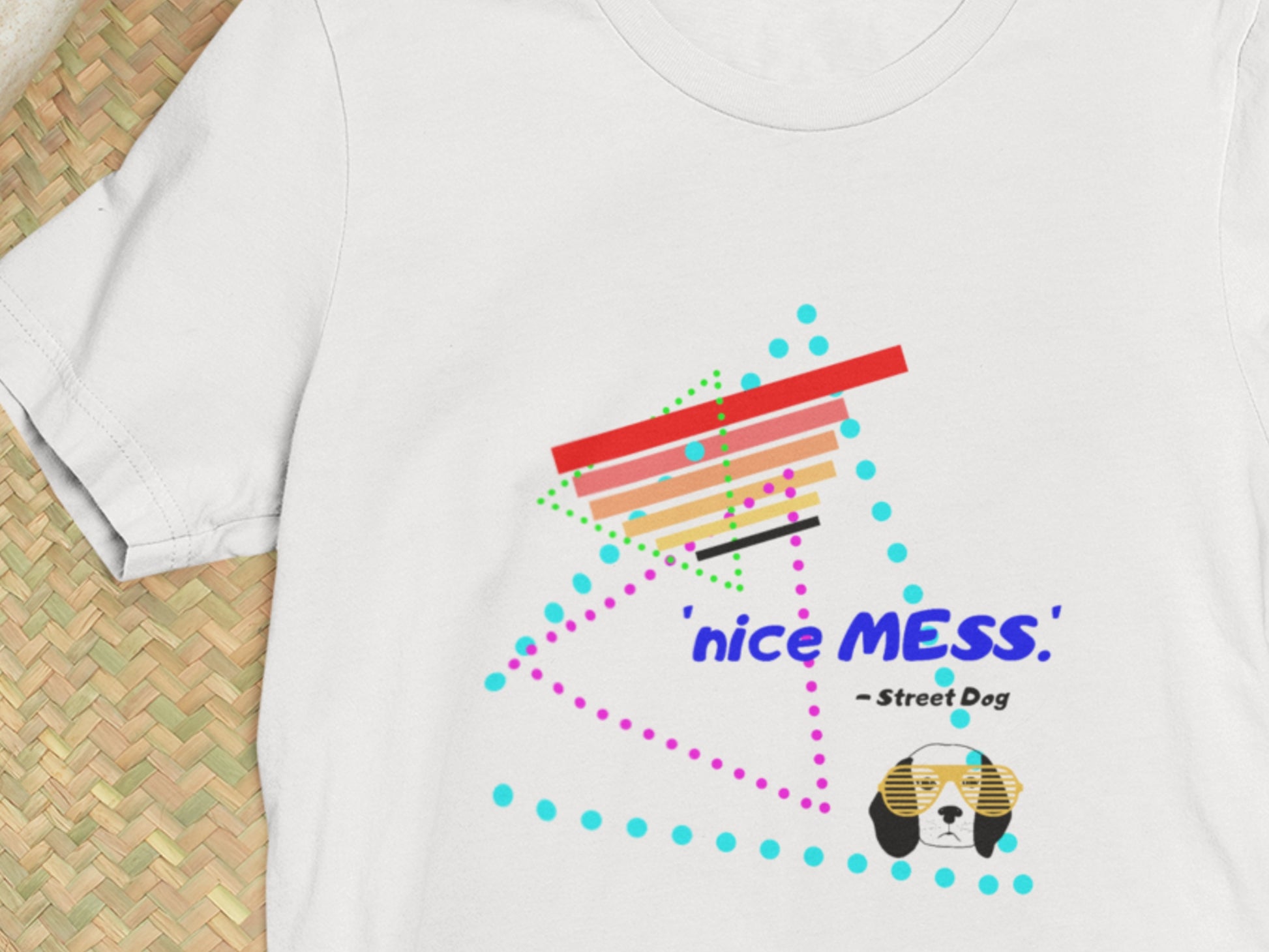 NIce Mess, Street Dog White Styled T-Shirt.