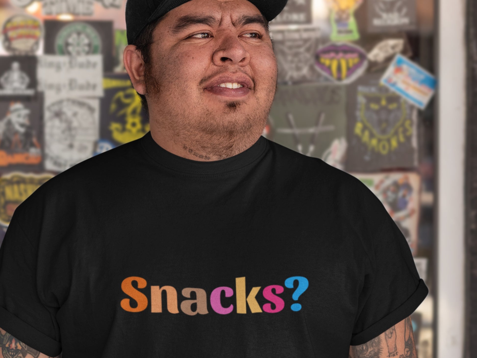 Snacks? Black T-Shirt.