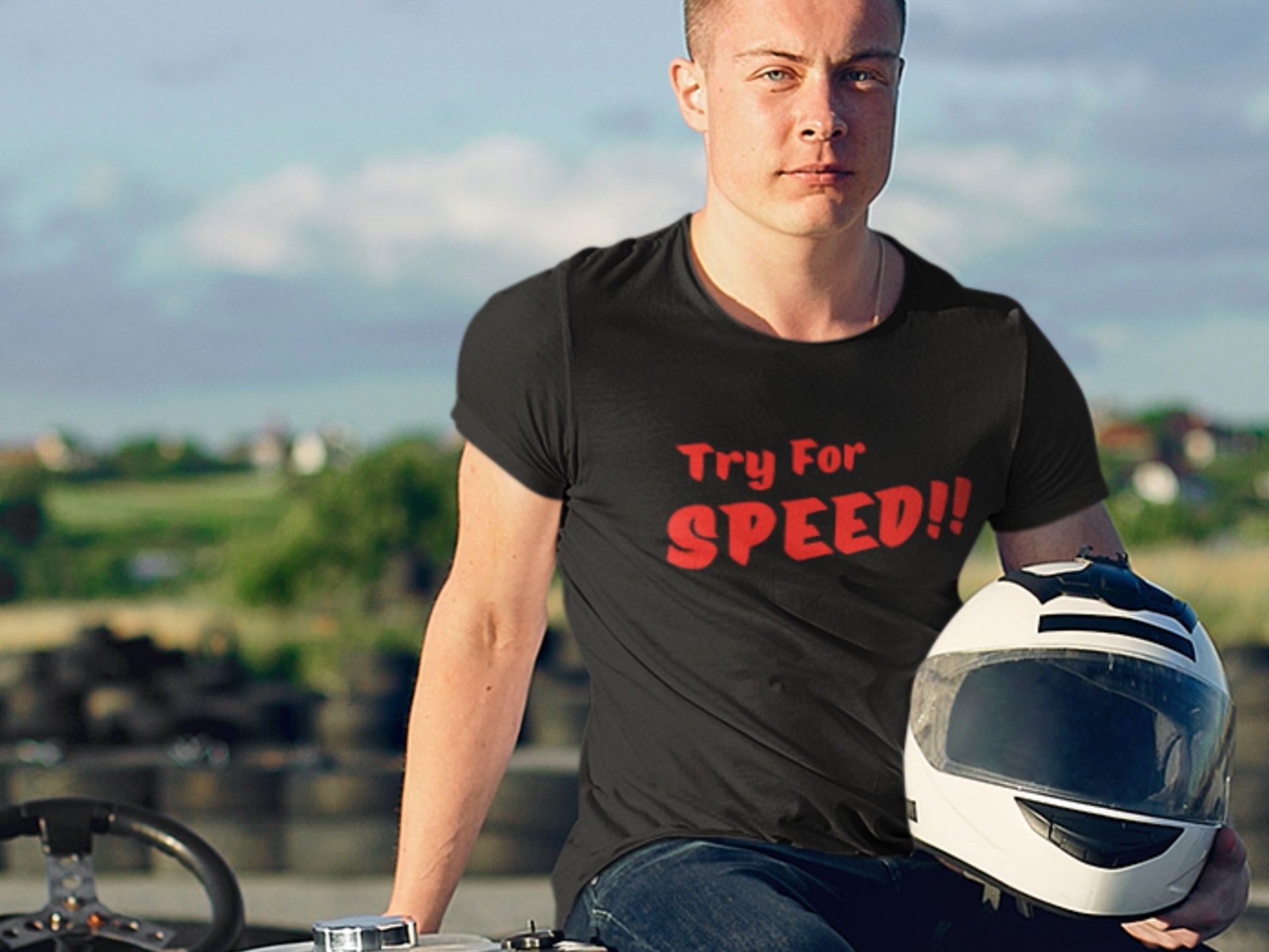 Try For Speed!! Black T-Shirt.