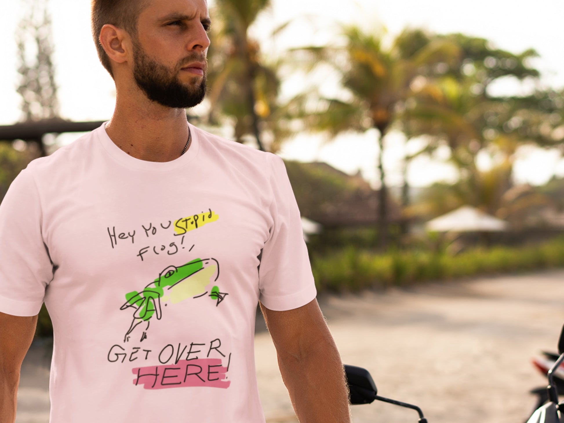 Hey You Stupid Frog Get Over HERE! Pink T-Shirt.