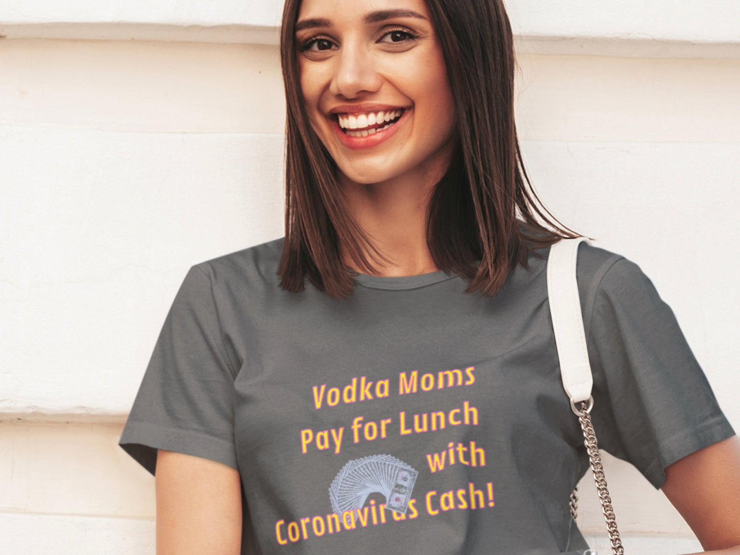 Vodka Moms Pay For Lunch With Coronavirus Cash Asphalt T-Shirt.